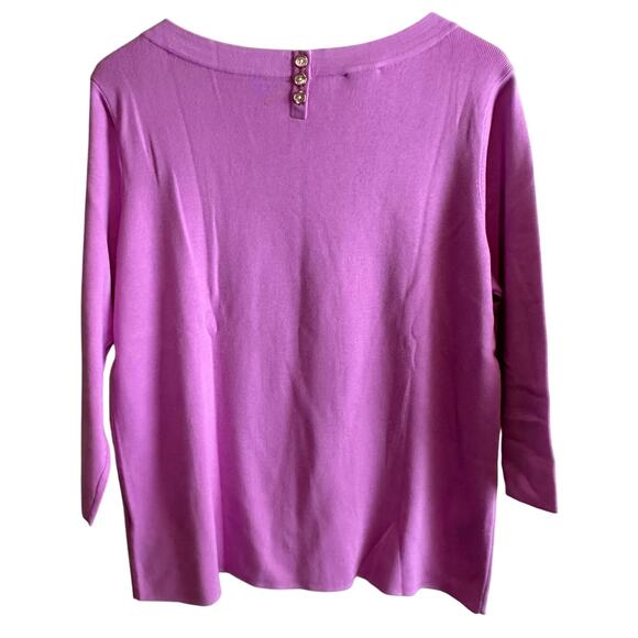 Talbots Classics Bateau Neck Sweater Pullover Top 2X Petite Lavender Pink Lilac - Picture 4 of 8